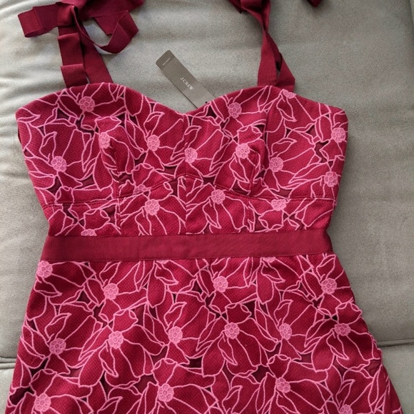 J. Crew Lace Eyelet Midi Dress with Flounce - Picture 3 of 5